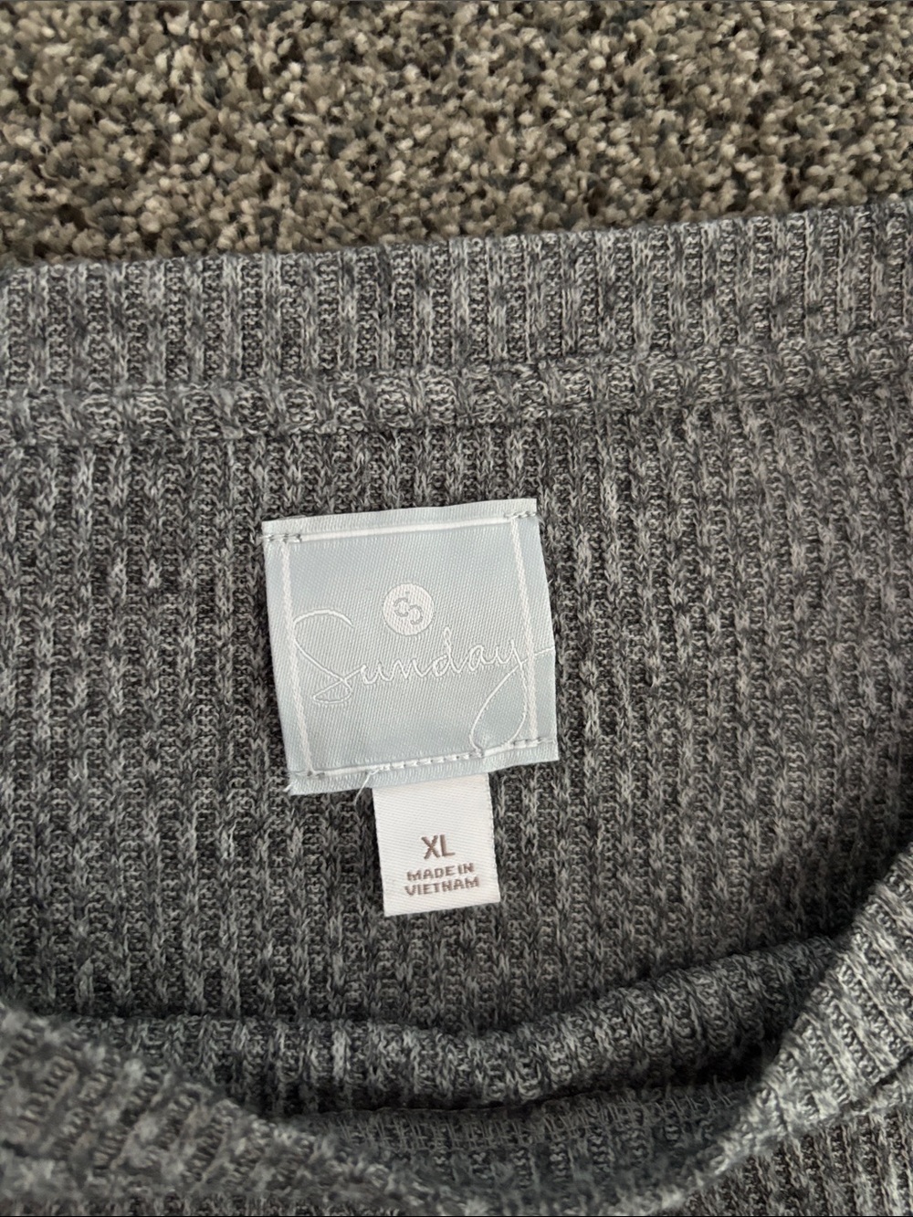 Sunday Gray Ribbed Crewneck Sweater - Picture 2 of 4